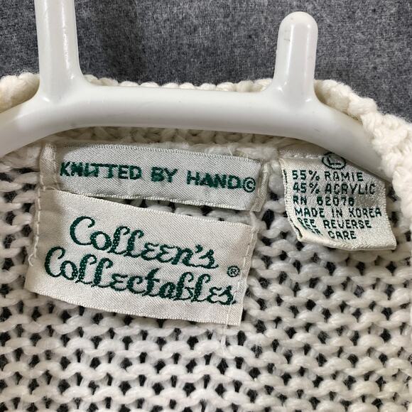 Colleen's Collectables Knit Cardigan Sweater Womens Large White Long Sleeve - Picture 3 of 7